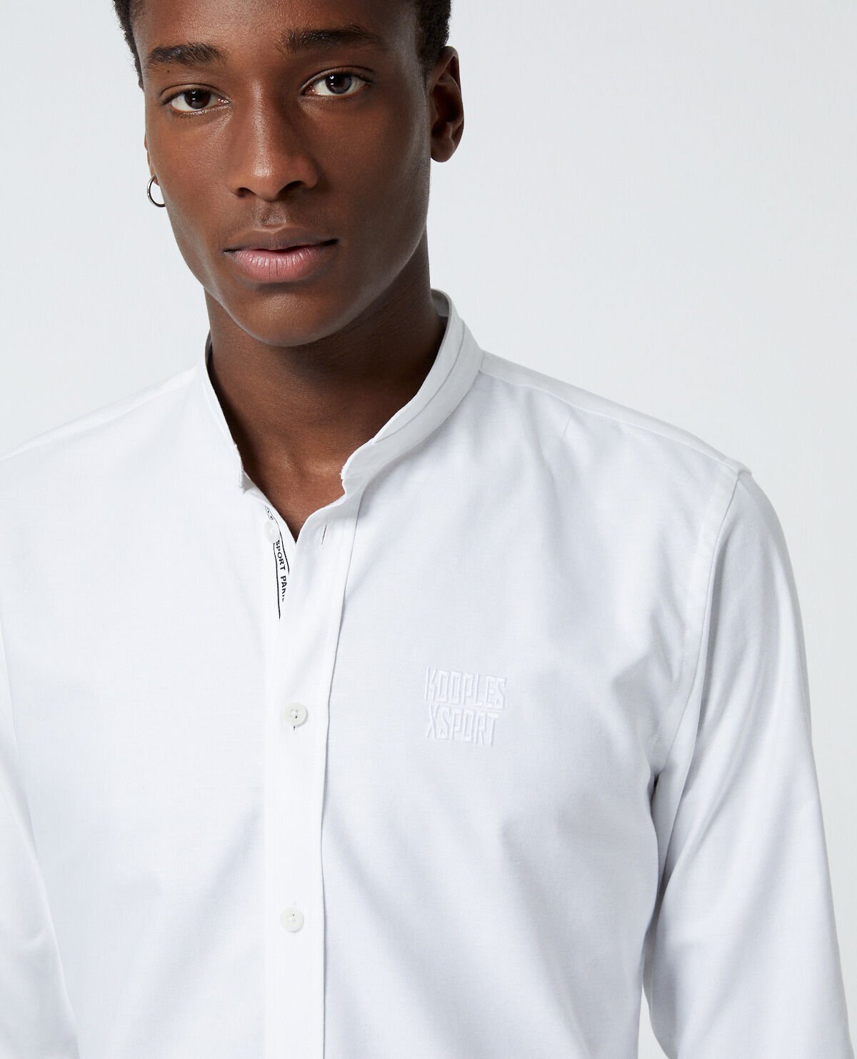 Collarless dress discount shirt h m