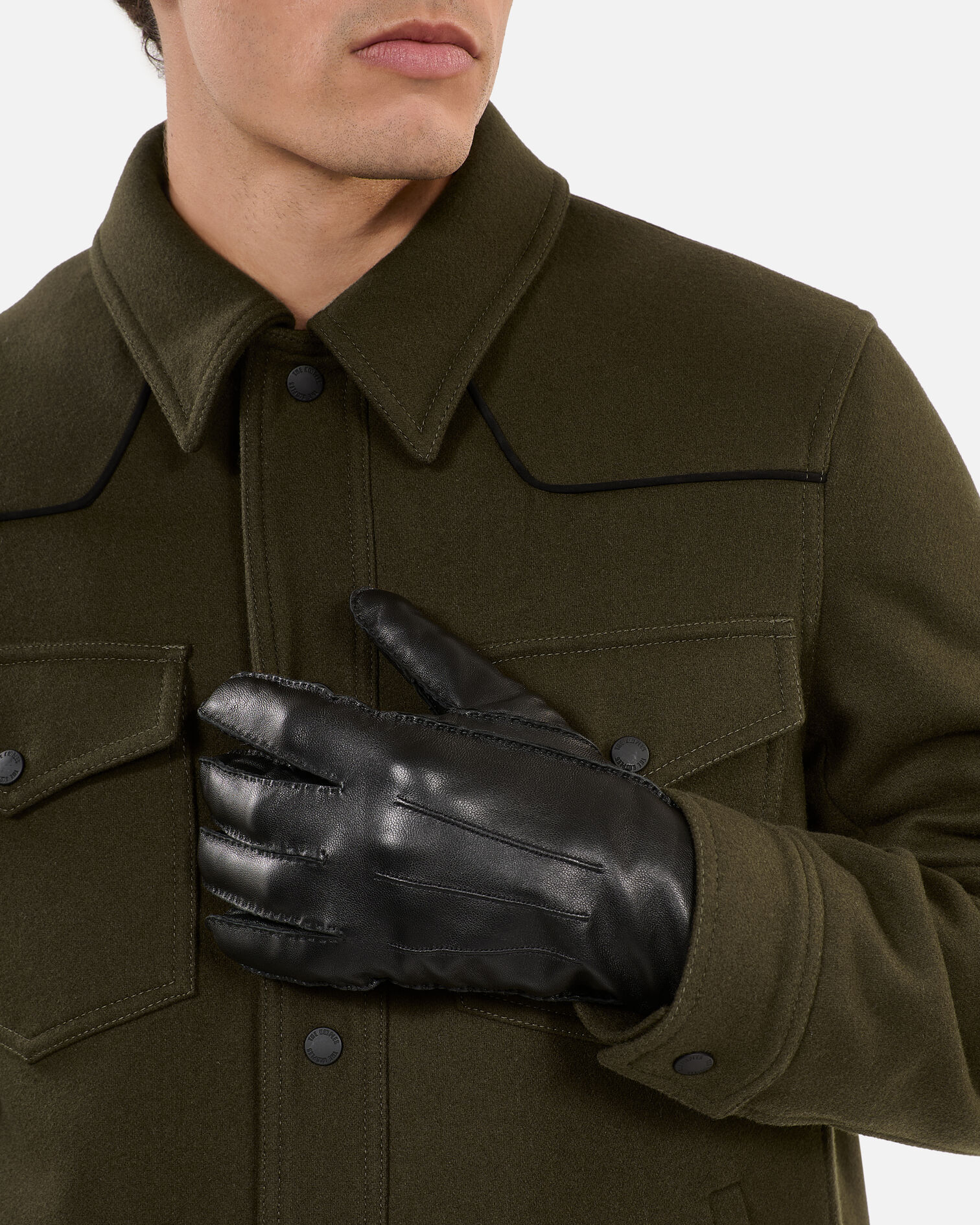 Black leather gloves, BLACK, hi-res image number null