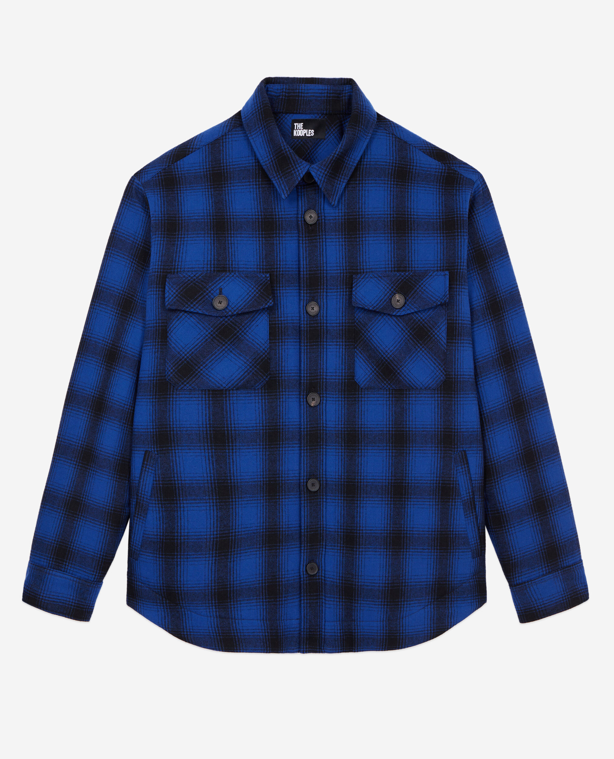 Blaue karierte Hemdjacke aus Wollmischung, BLUE BLACK, hi-res image number null