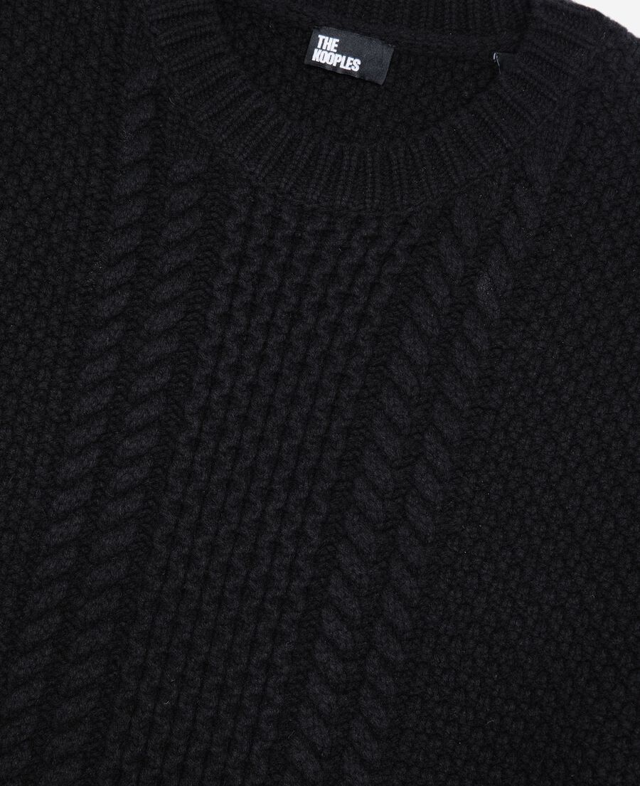 The Kooples MEN BLACK black wool cable sweater