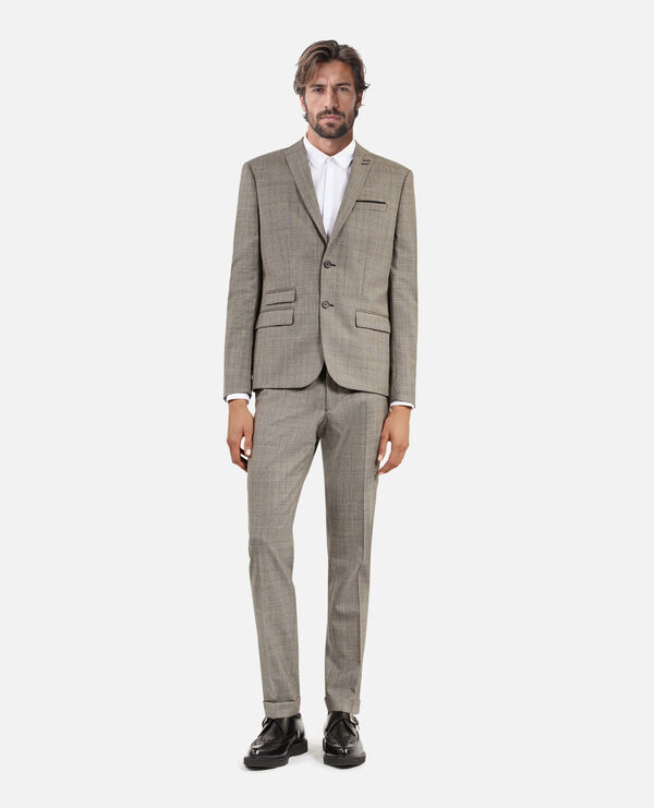 The Kooples HOMME BEIGE MELANGE veste de costume en laine prince de galles beige