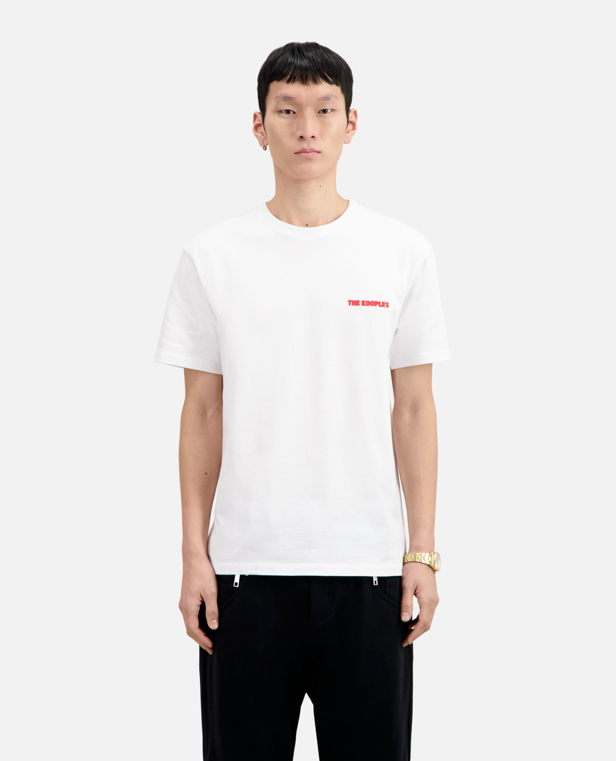 Camiseta hombre blanca serigrafía logotipo, WHITE, hi-res image number null