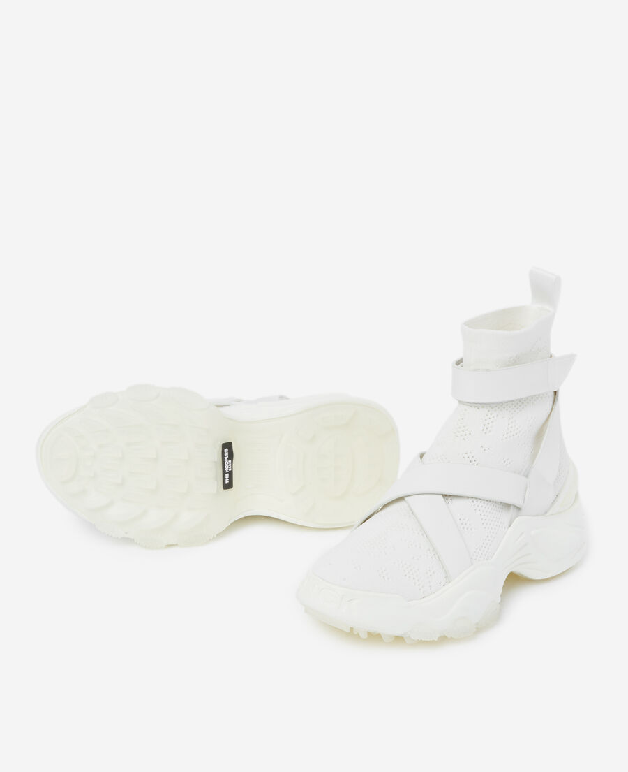 slick chunky white high-top trainers