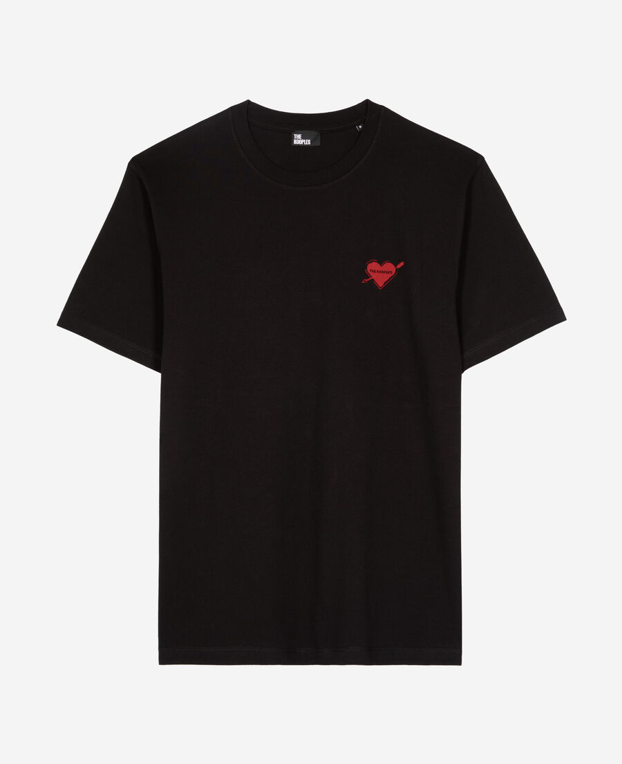 The Kooples MEN BLACK t-shirt with black heart flocking