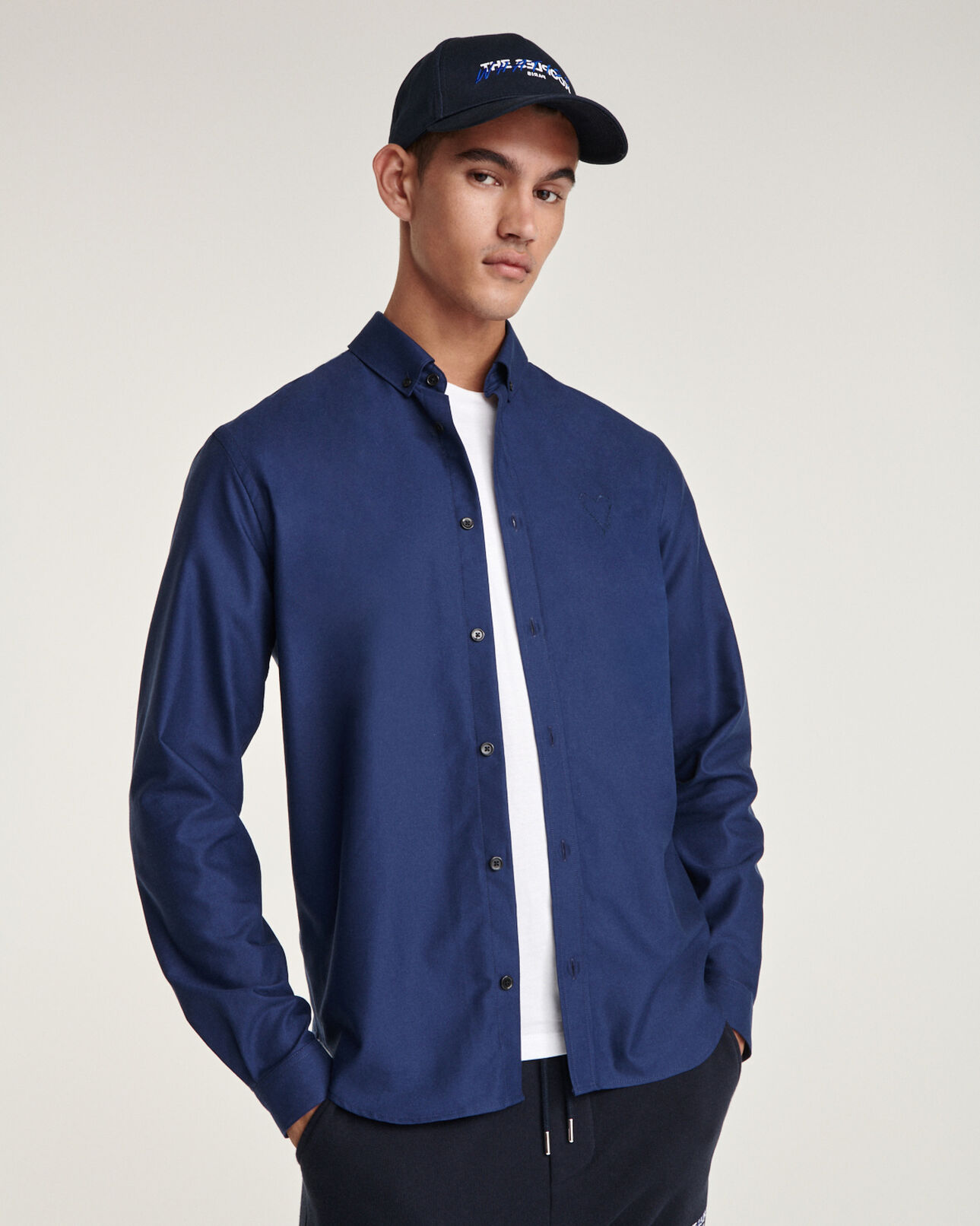 The Kooples HOMME NAVY chemise coton bleu marine à cœur brodé
