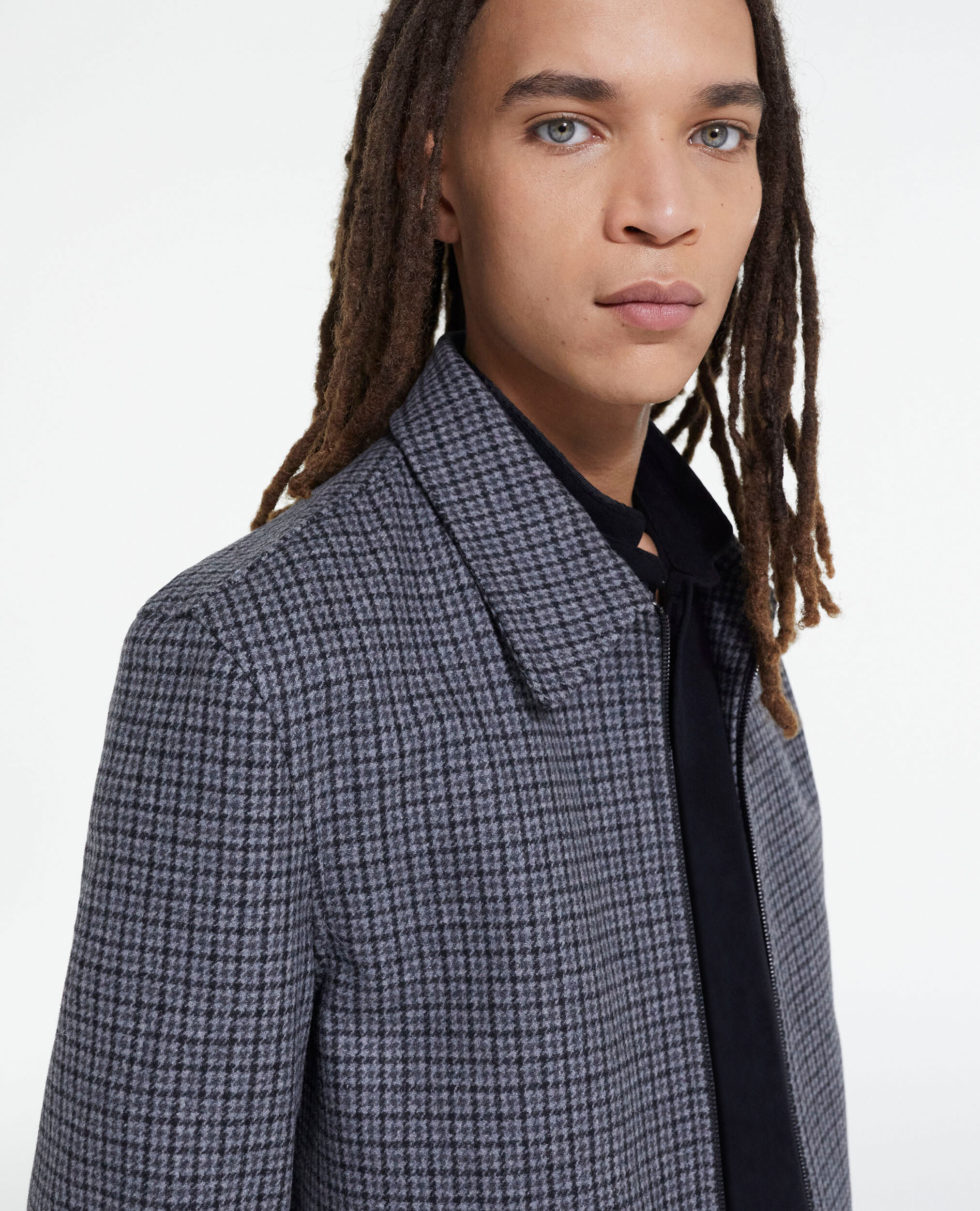 Check wool jacket with pockets, GREY BLACK, hi-res image number null