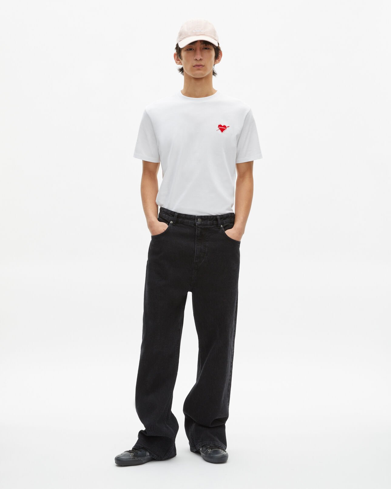 The Kooples HERREN WHITE t-shirt mit weißer herzbeflockung