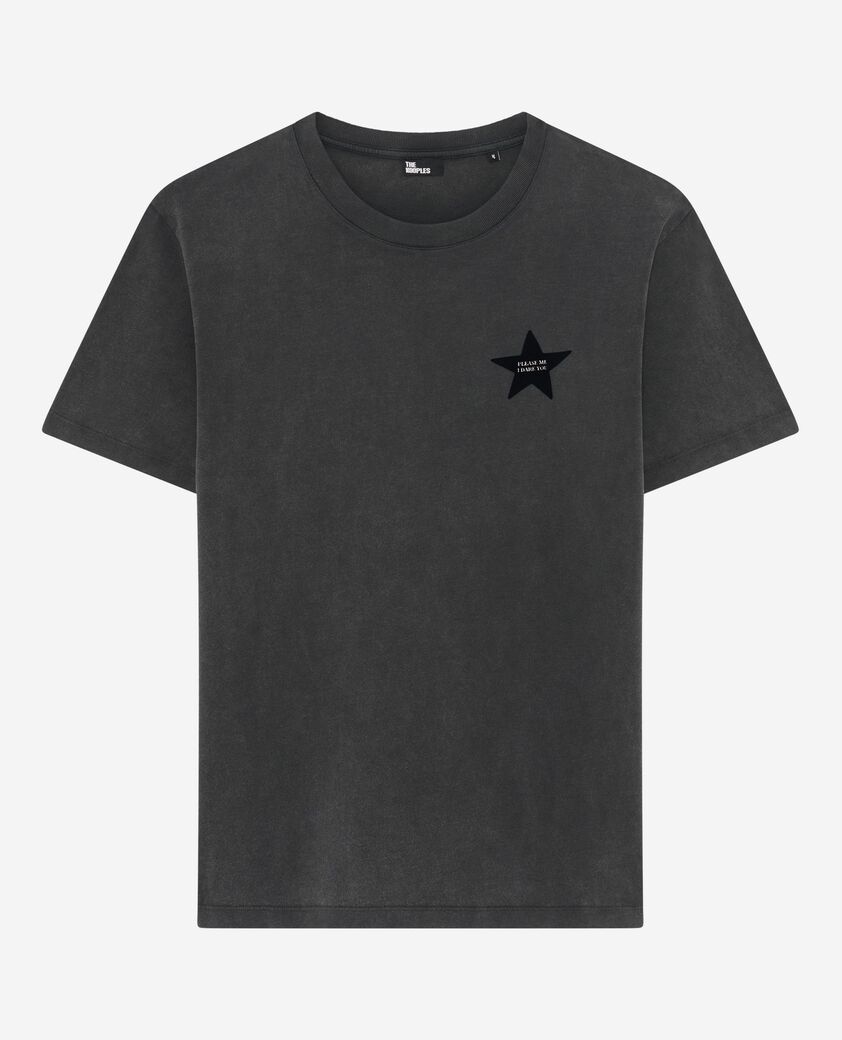 The Kooples MEN BLACK WASHED t-shirt with black star flock
