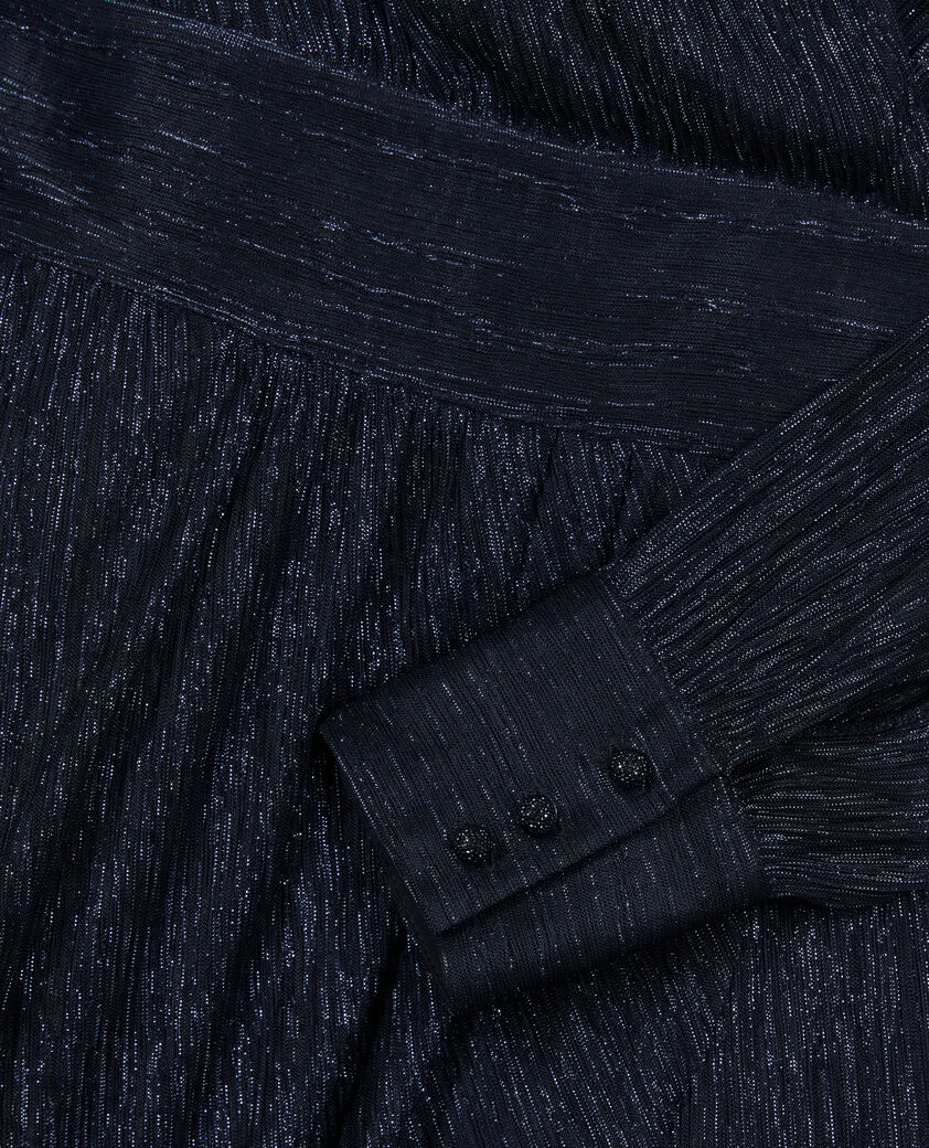 The Kooples WOMEN DARK NAVY navy blue metallic jersey short dress