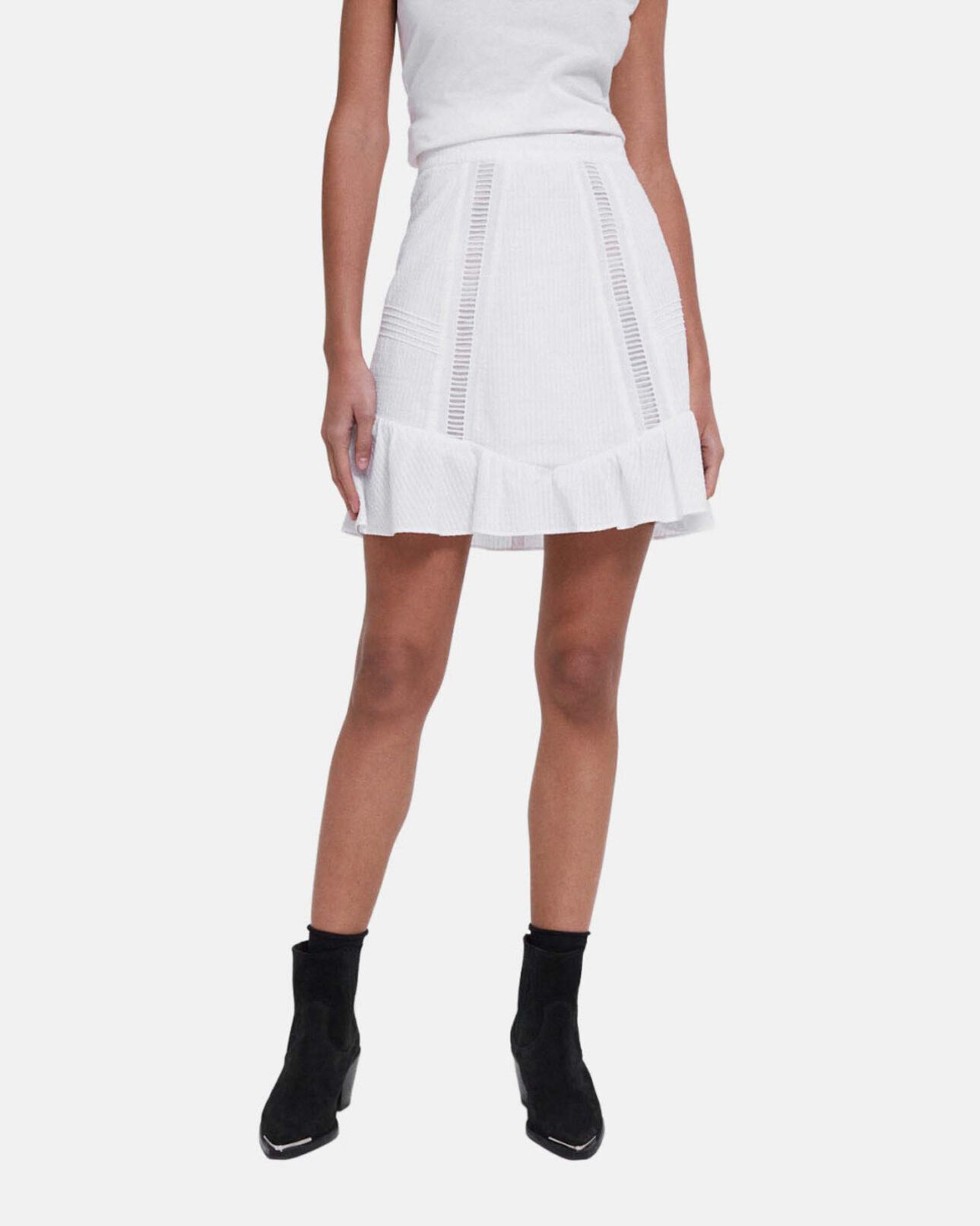 The Kooples MUJER OFF WHITE falda corta blanco crudo algodón inglés