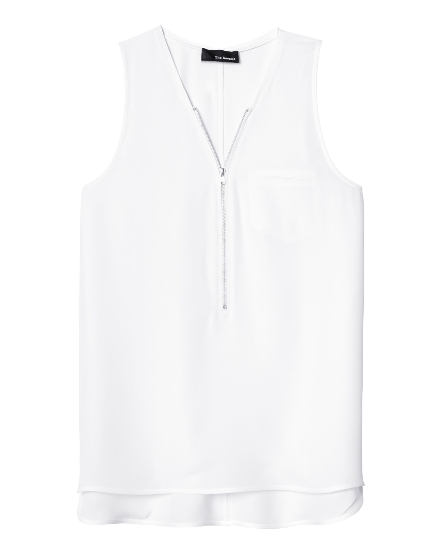 Débardeur décolleté zippé en soie, WHITE, hi-res image number null