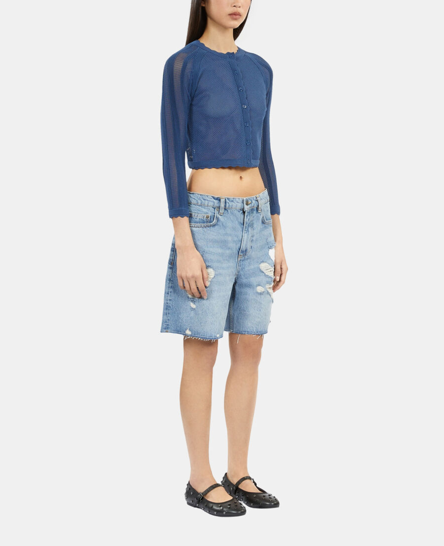 The Kooples WOMEN MEDIUM BLUE denim bermuda shorts