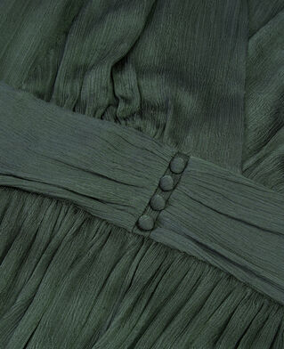 The Kooples F WOOD KAKI short green crinkle fabric dress