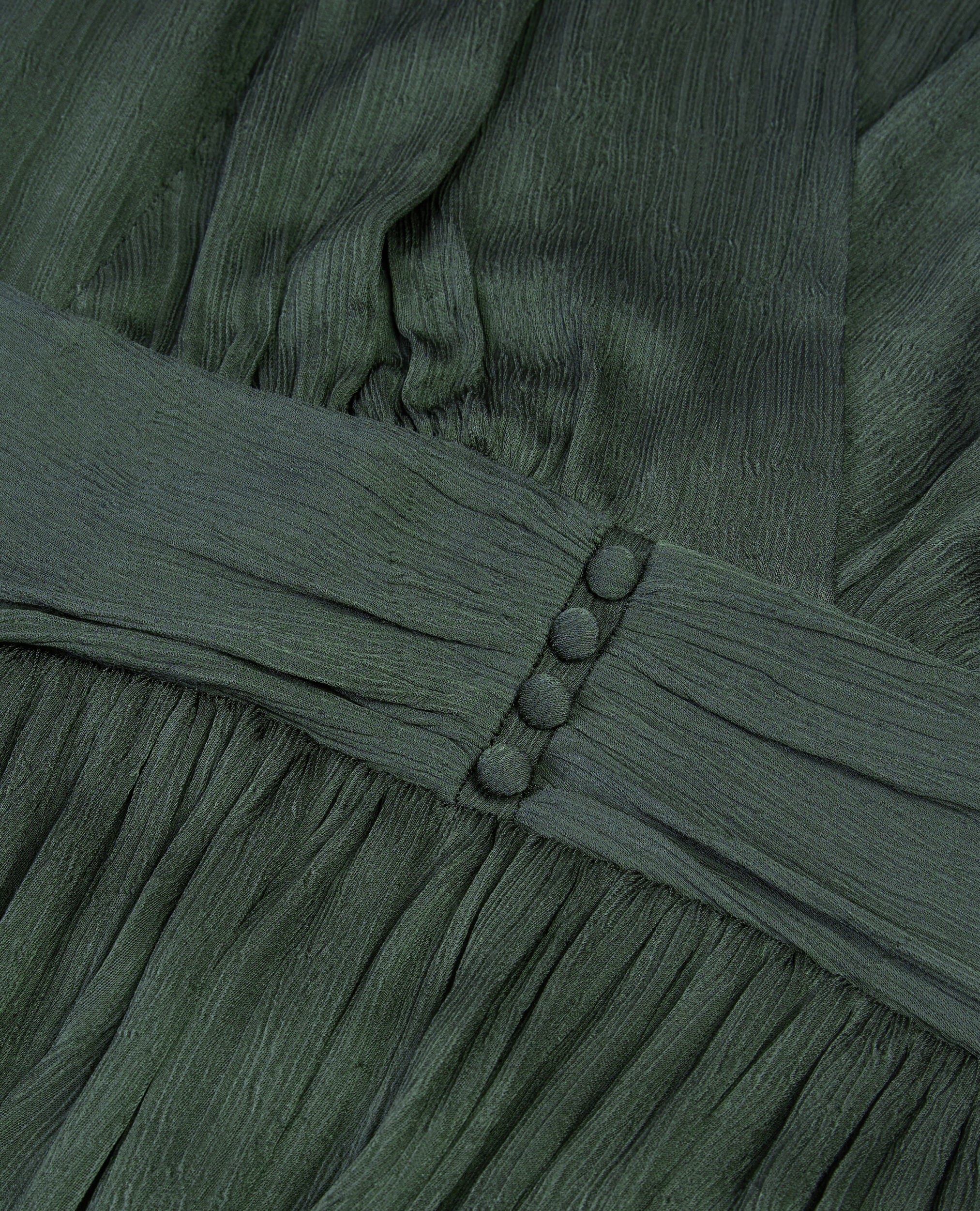 Short green crinkle fabric dress, WOOD KAKI, hi-res image number null