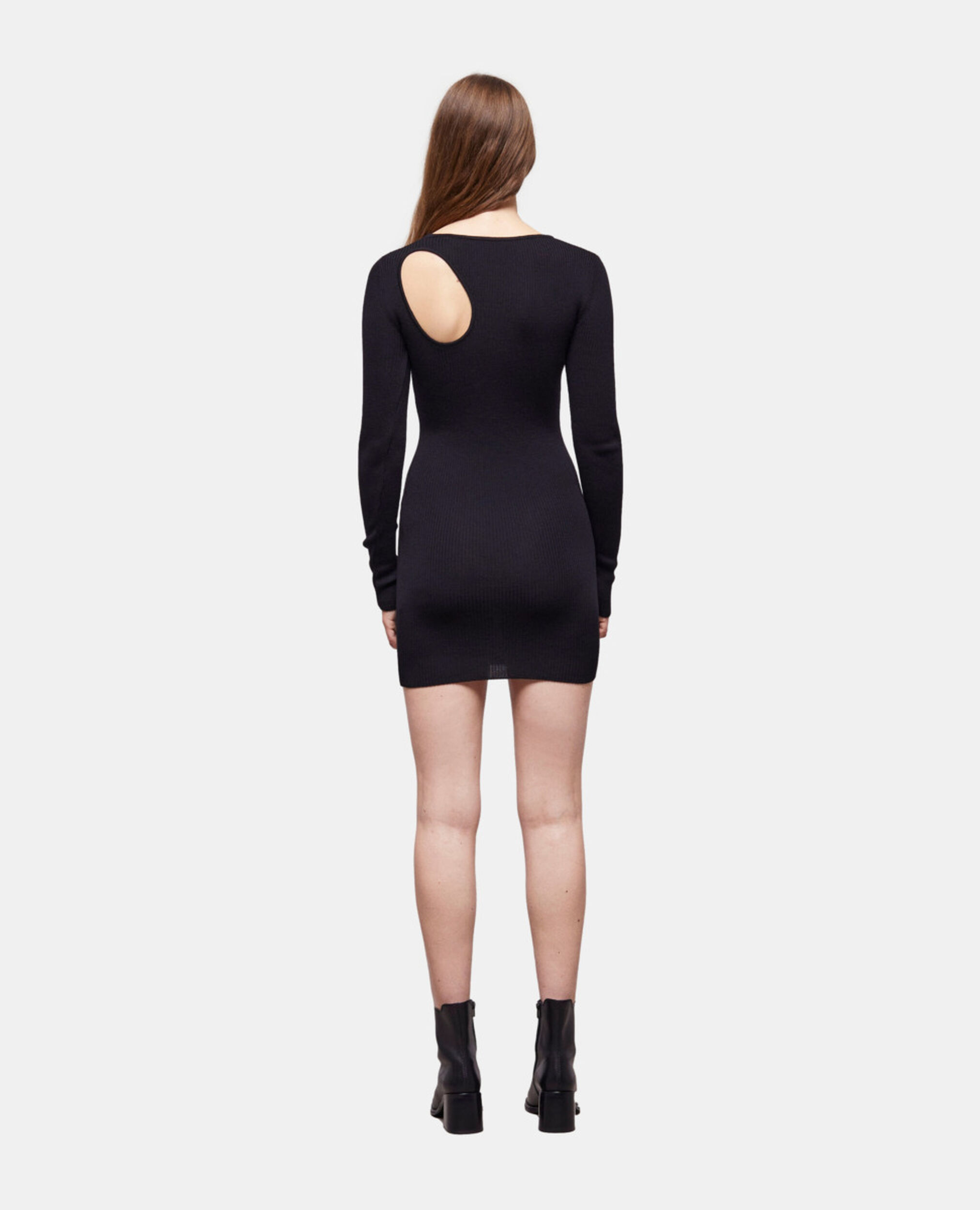 Robe courte en maille noire, BLACK, hi-res image number null