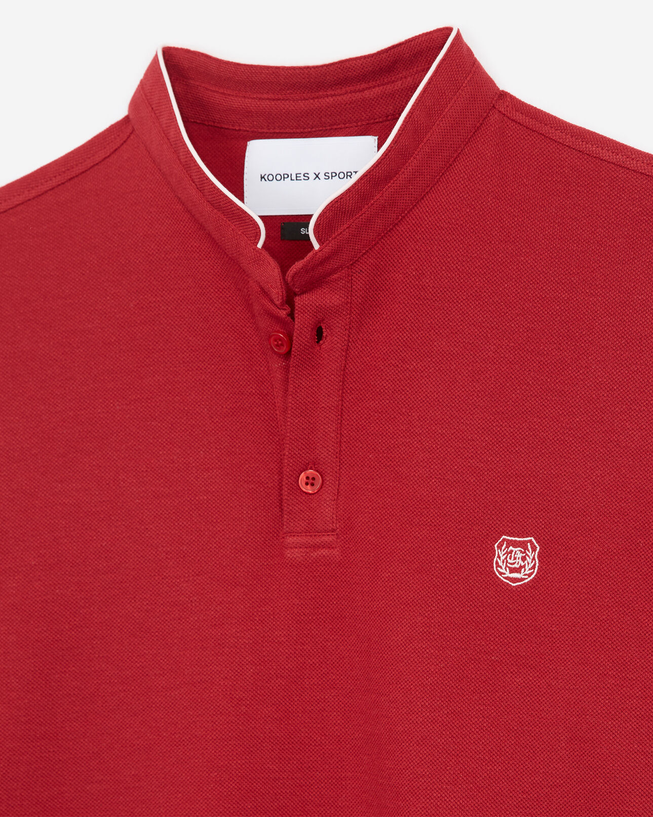 The Kooples H OPERA RED MEL / BABY PINK red slim-fit polo shirt with stand-up collar
