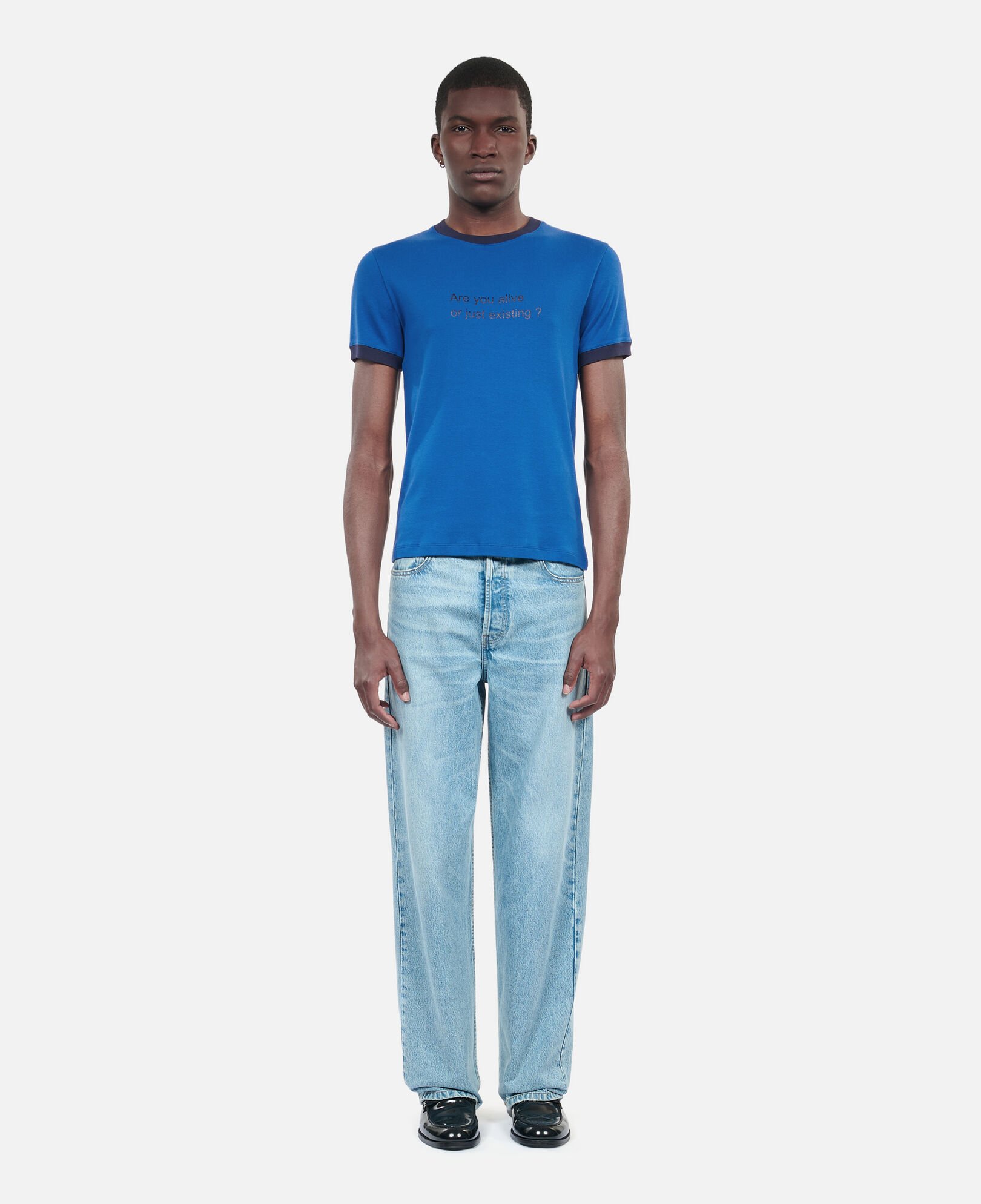 The Kooples MEN BLUE BRUT blue are you alive serigraphy t-shirt