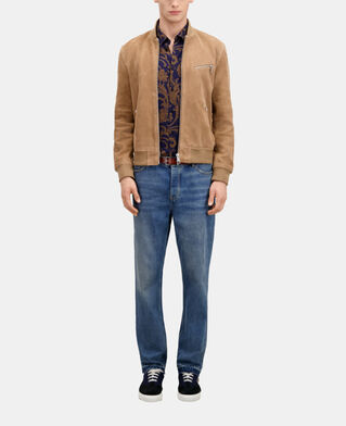 The Kooples HOMME BEIGE blouson avec zip en cuir suède beige