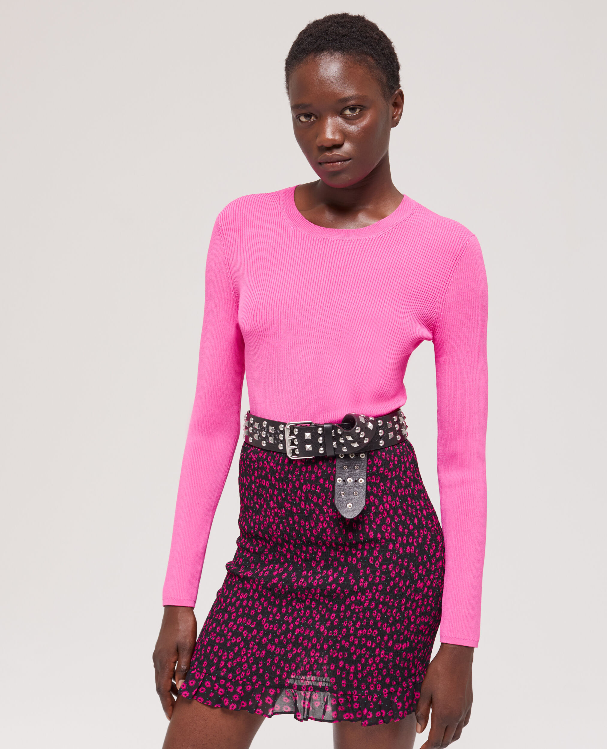 Pull col rond rose, PINK, hi-res image number null