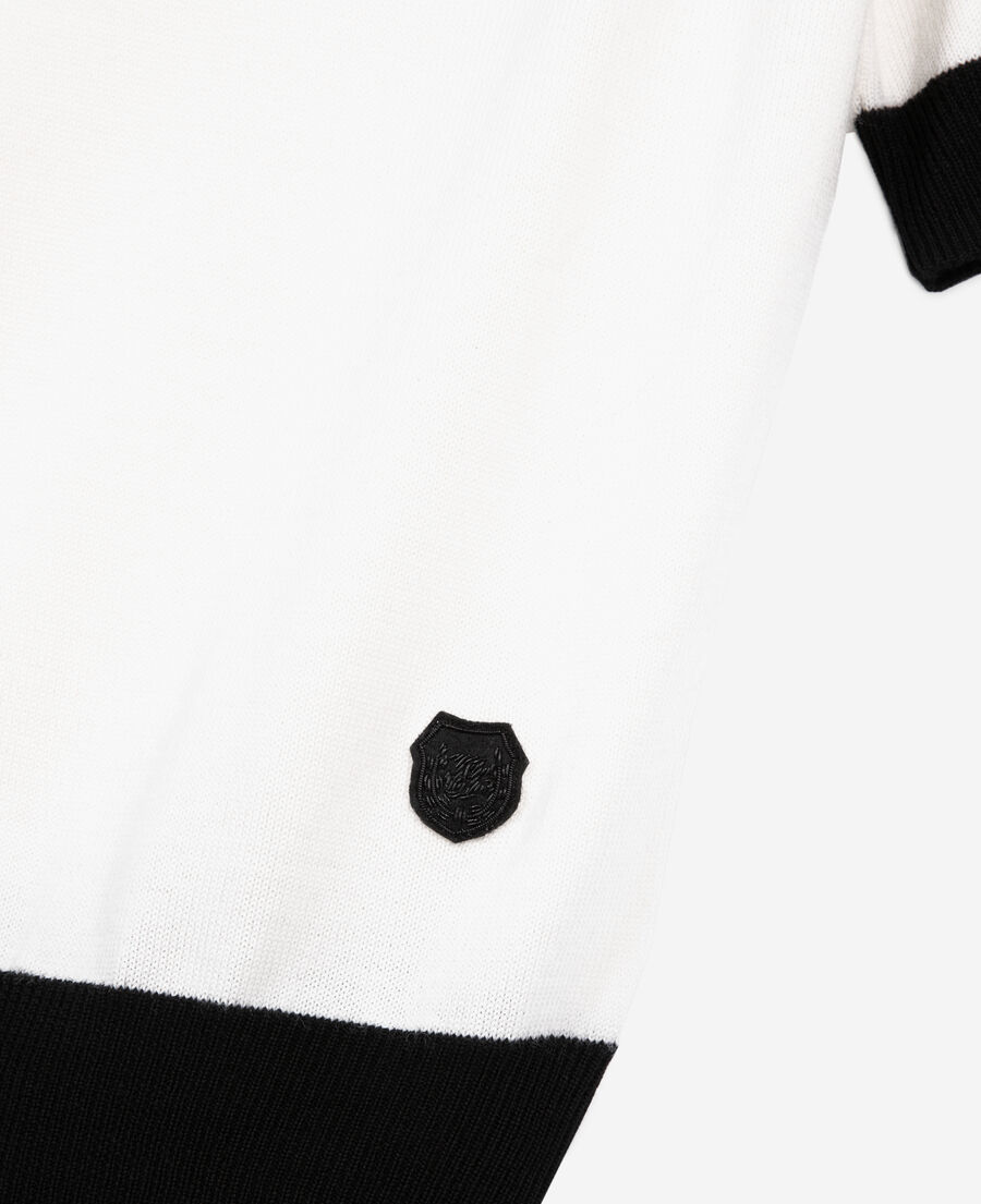 The Kooples F BLACK-ECRU short-sleeved ecru wool sweater