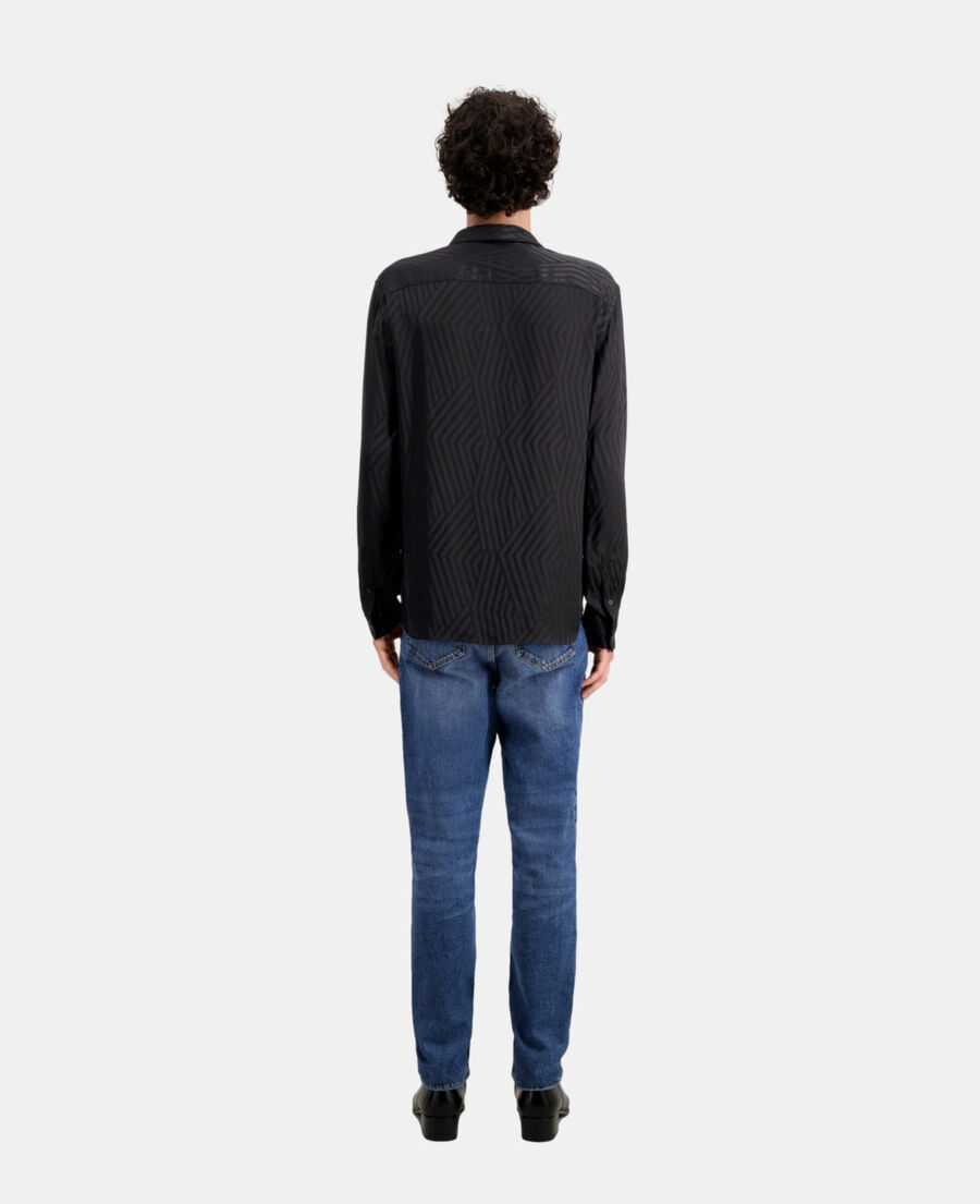 black geometric jacquard shirt