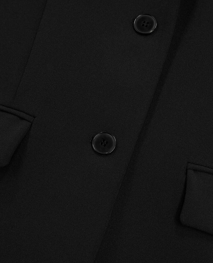 The Kooples FEMME BLACK veste tailleur en crêpe noire coupe structurée