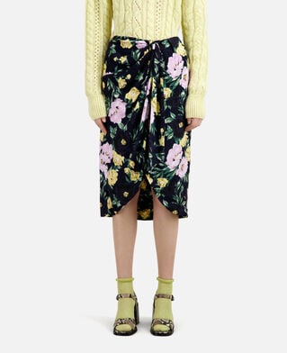 The Kooples FEMME LIGHT PINK / DARK NAVY jupe midi fleurie