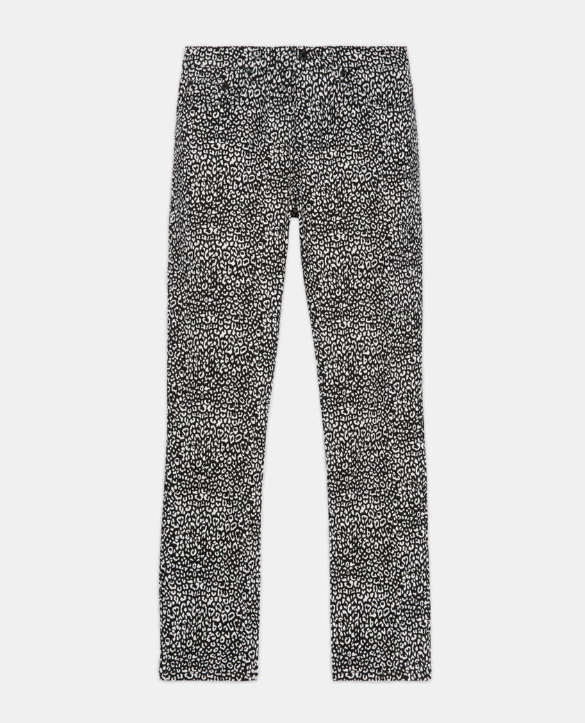 The Kooples H BLACK black leopard print slim-fit jeans
