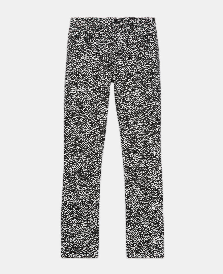 The Kooples H BLACK black leopard print slim-fit jeans