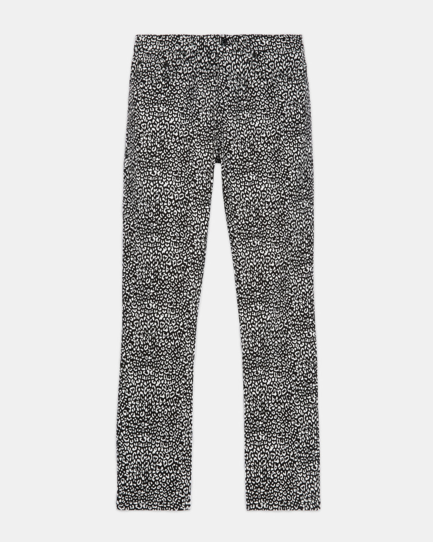 Black leopard print slim-fit jeans, BLACK, hi-res image number null