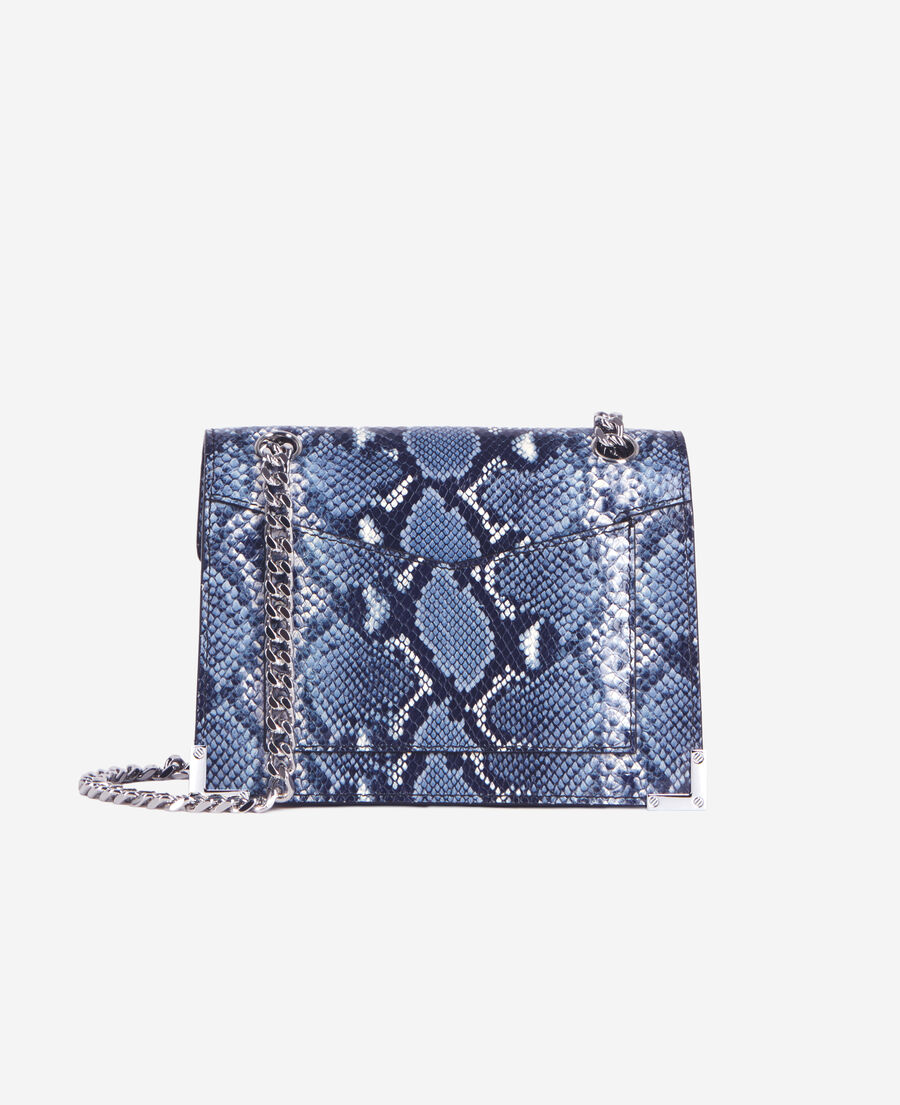 emily chain bag in blue python-effect leather
