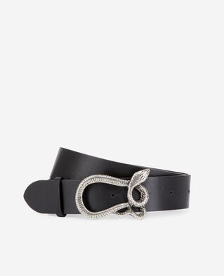 The Kooples FEMME BLACK ceinture en cuir noir avec boucle serpent