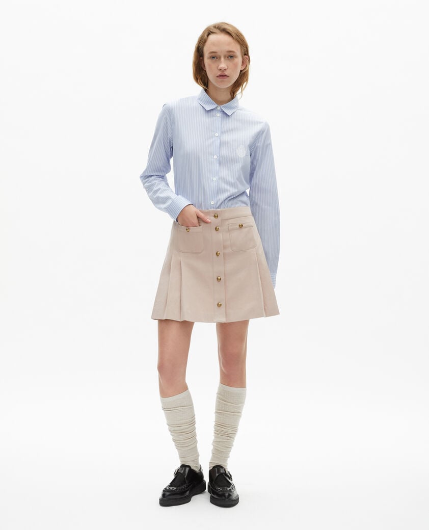 The Kooples FEMME BLUE / WHITE chemise &agrave; rayures en popeline bleue