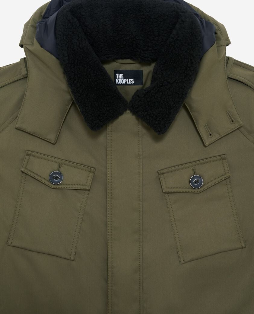 The Kooples HOMME KAKI parka à traitement déperlant avec col sherpa kaki