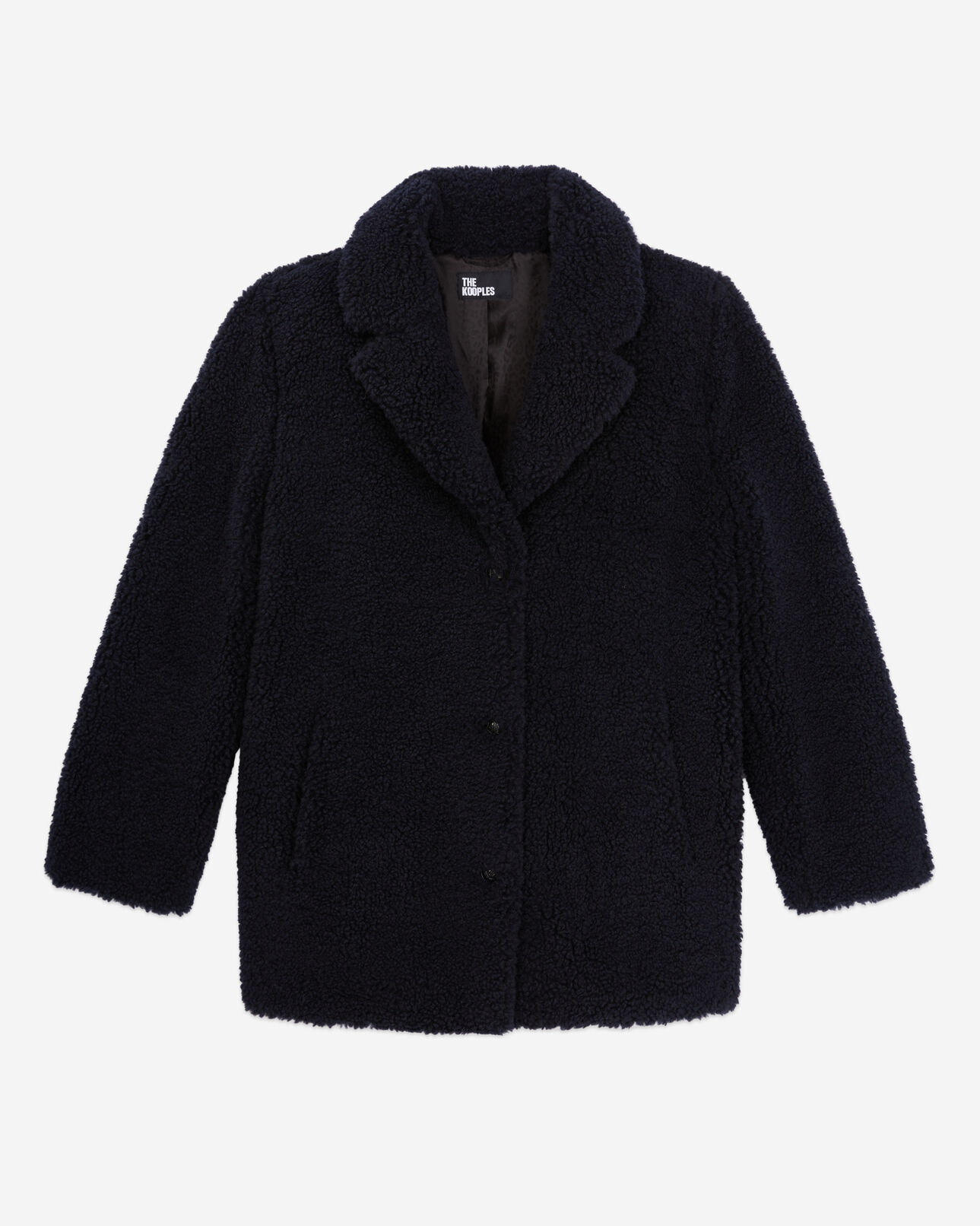 The Kooples FEMME NAVY manteau bleu marine court imitation laine de mouton