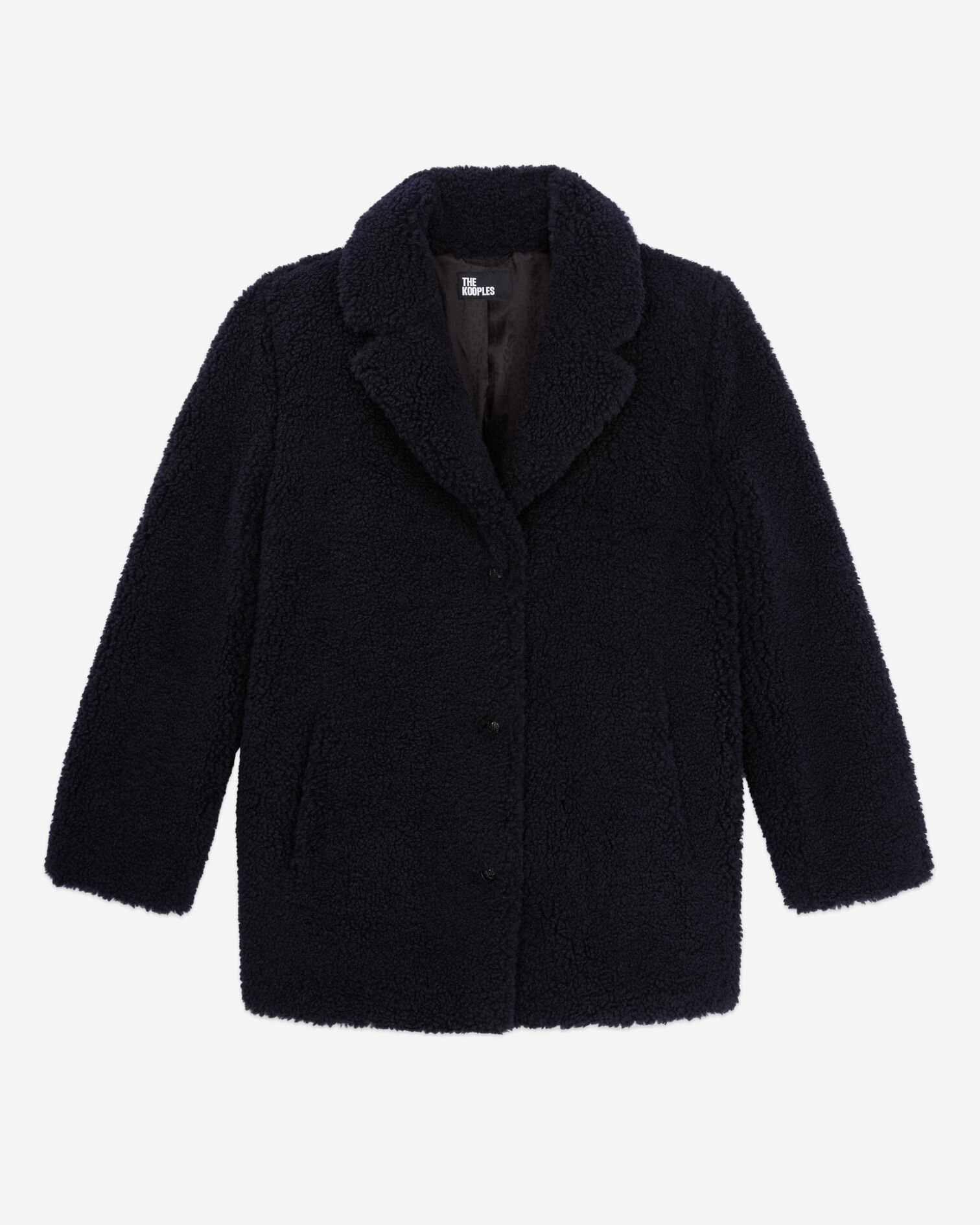 Manteau bleu marine court imitation laine de mouton, NAVY, hi-res image number null