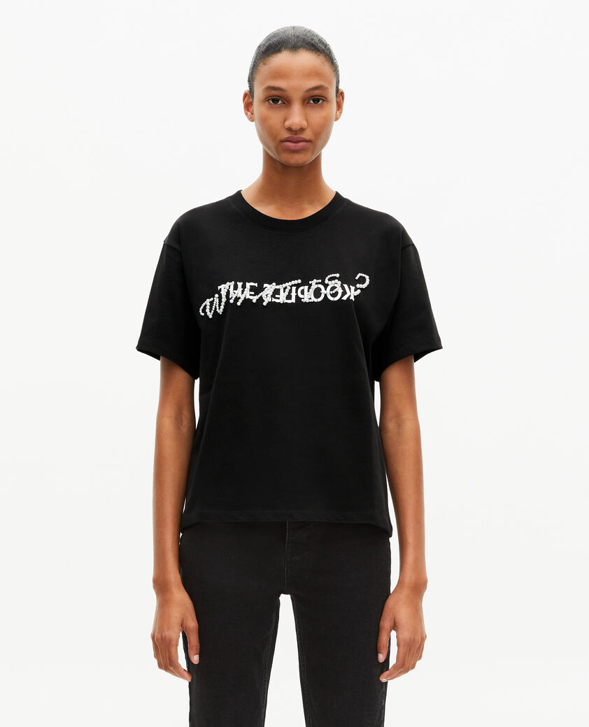 The Kooples FEMME BLACK t-shirt what is avec perles noir