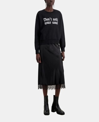 The Kooples WOMEN BLACK black sweatshirt with don't sell your soul serigraphy