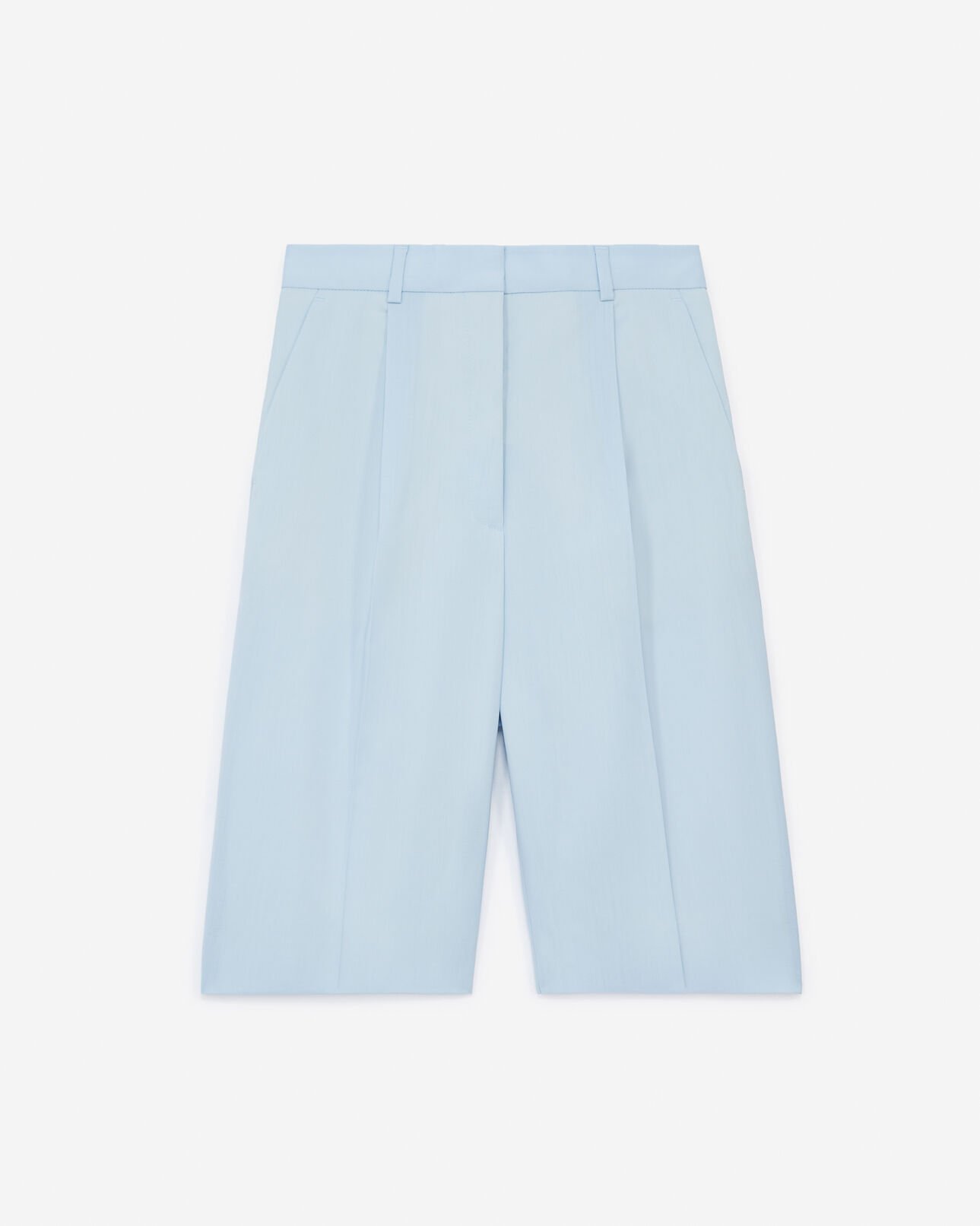 The Kooples WOMEN BLUE sky blue wool bermuda shorts with creases