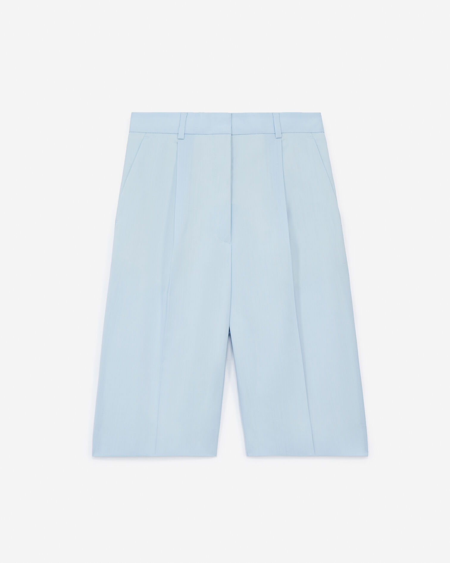 Sky blue wool Bermuda shorts with creases, BLUE, hi-res image number null