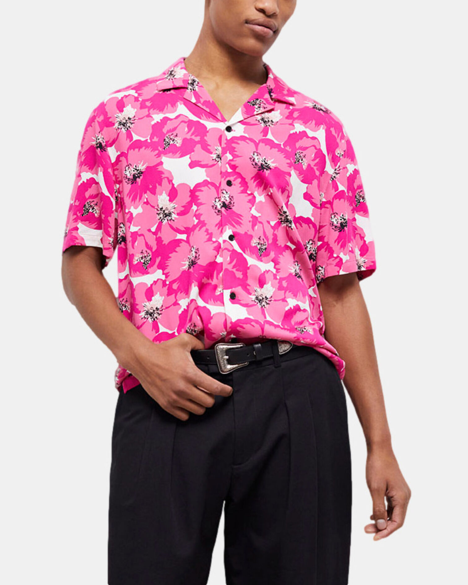 Camisa informal estampada, PINK, hi-res image number null