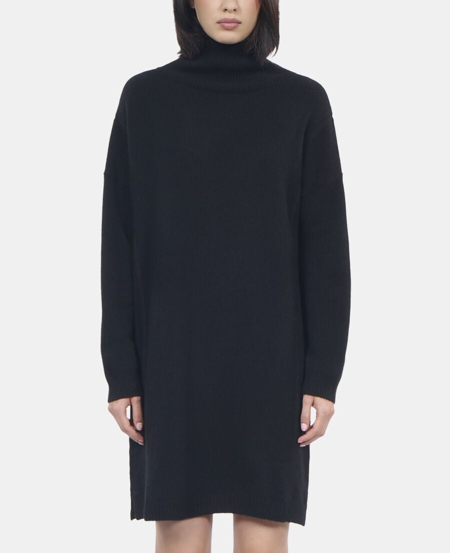 The Kooples FEMME BLACK robe pull courte en cachemire noir