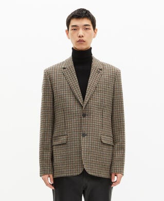 The Kooples HOMME FAUVE veste en pied de poule marron et noire