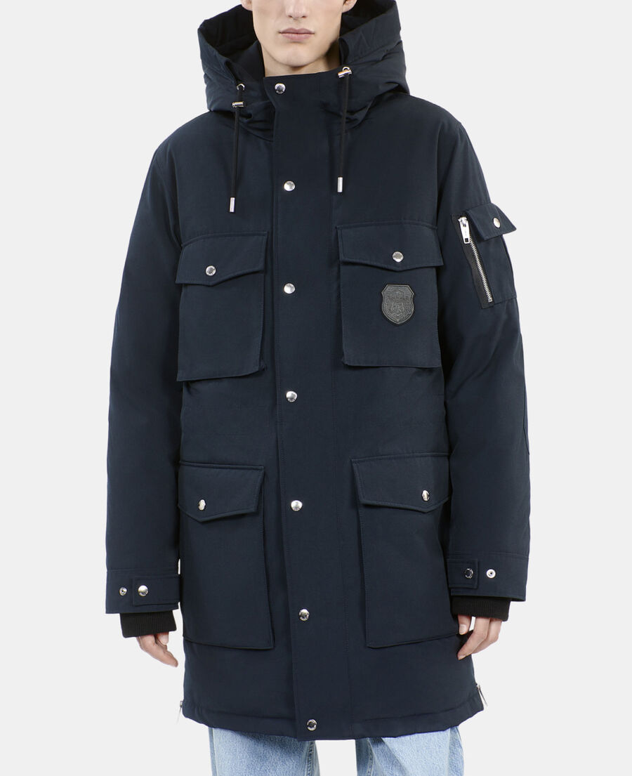 The Kooples HOMME NAVY parka &agrave; capuche bleu marine