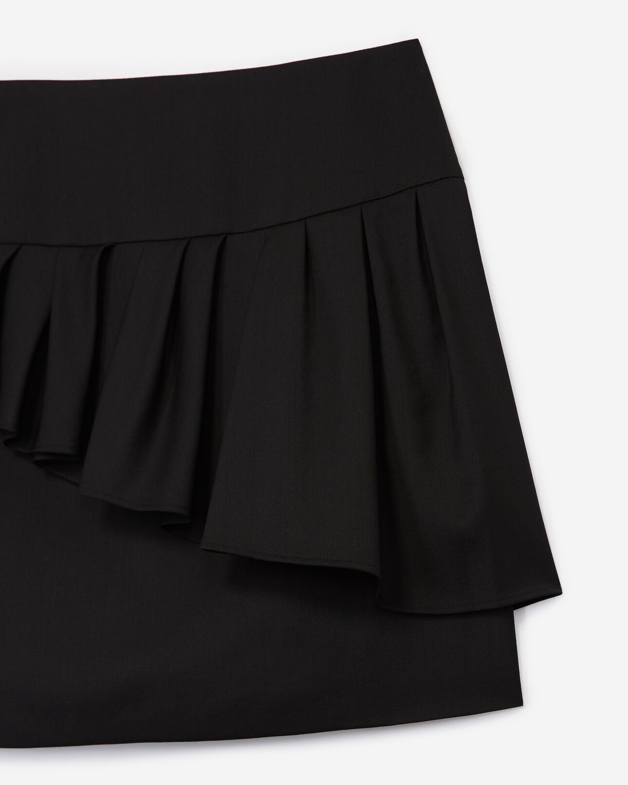 The Kooples FEMME BLACK jupe courte à volant laine stretch noire
