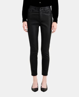 The Kooples FEMME BLACK pantalon slim en cuir noir