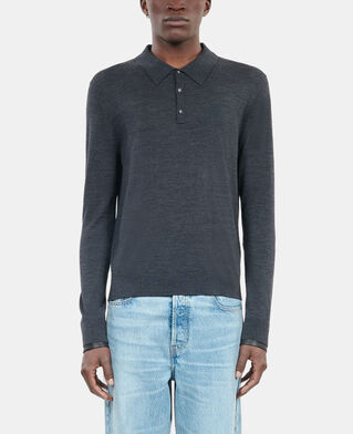 The Kooples MEN ANTHRACITE MELANGE grey wool sweater