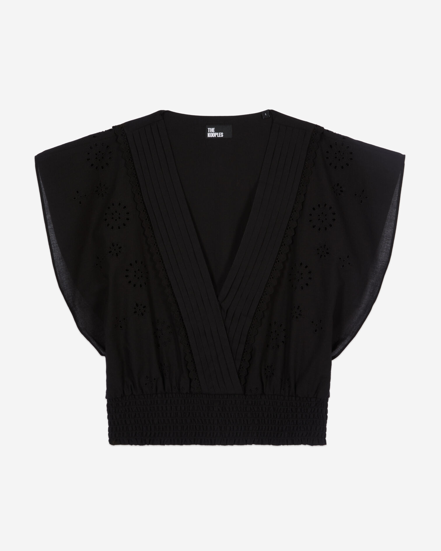 Black short top in English embroidery, BLACK, hi-res image number null