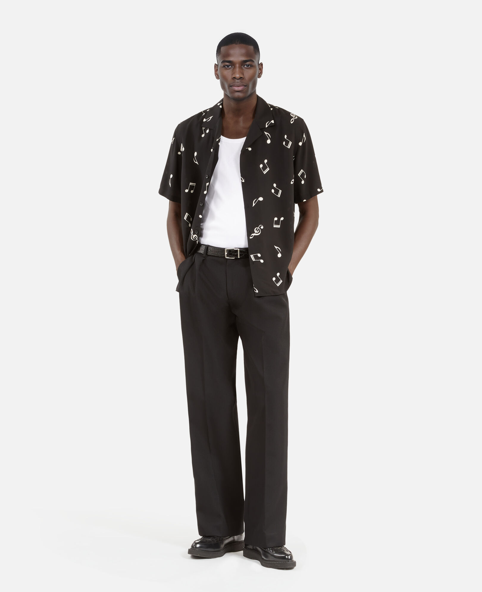 The Kooples MEN BLACK WHITE short-sleeved music print shirt
