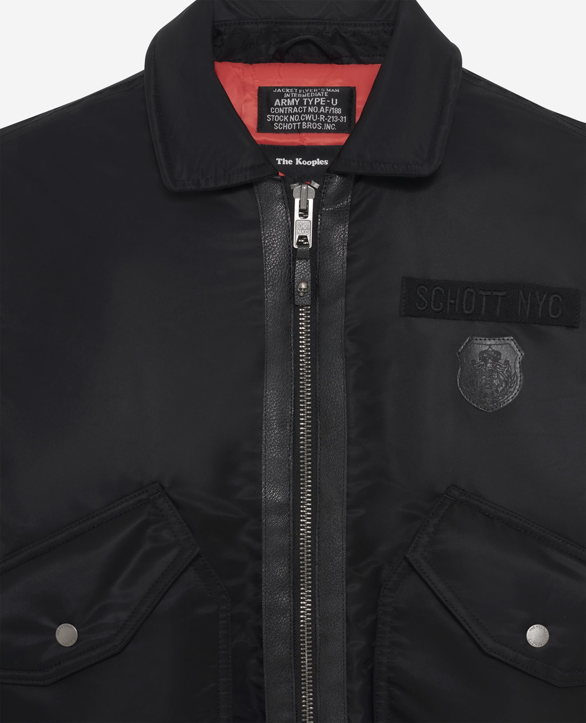 Men's The Kooples x SCHOTT NYC black bomber jacket | The Kooples